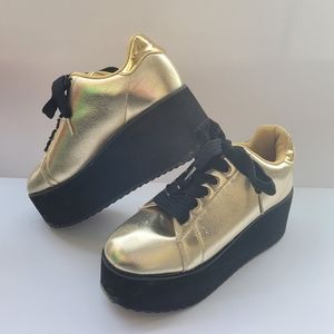 Holographic Gold Y.R.U. Lala Platform Sneakers Sz 9